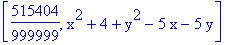 [515404/999999, x^2+4+y^2-5*x-5*y]